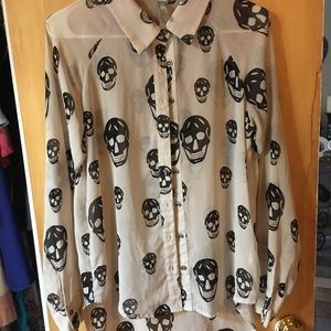 Skull brunt button up